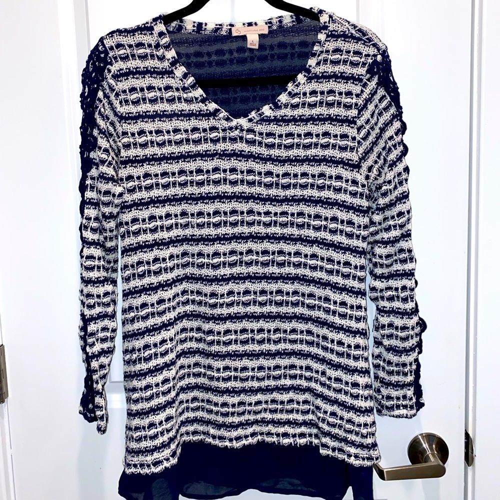 Navy and White Sweater